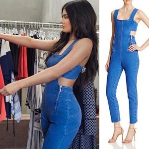 Kendall & Kylie Cut Out Denim Jumpsuit Overalls